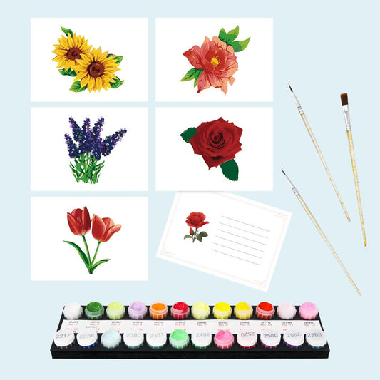 5 Postcards – Flowers Set | Paint by Number-Paint by numbers