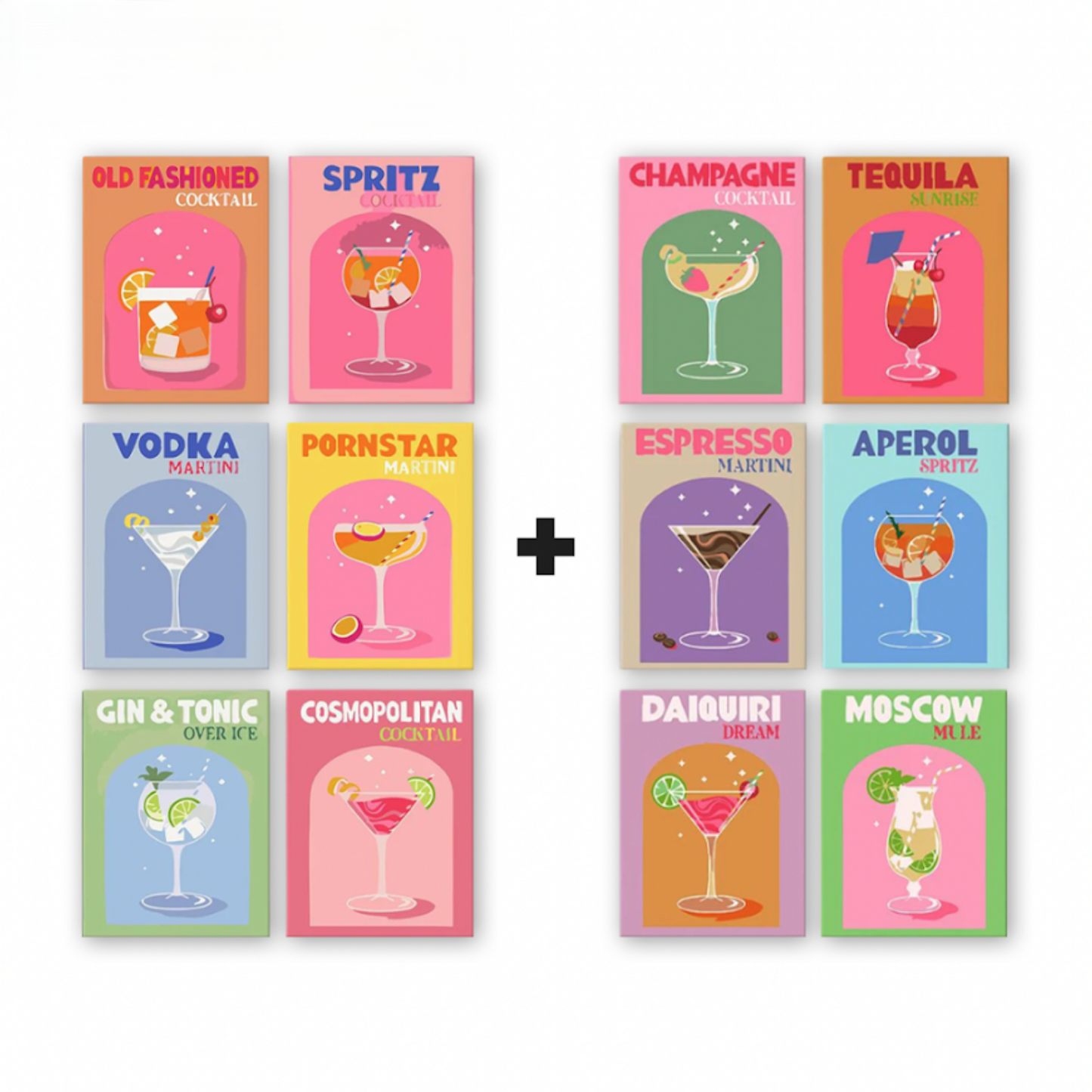 12 Mini Paintings | Colorful Cocktail Bundle-Paint by numbers
