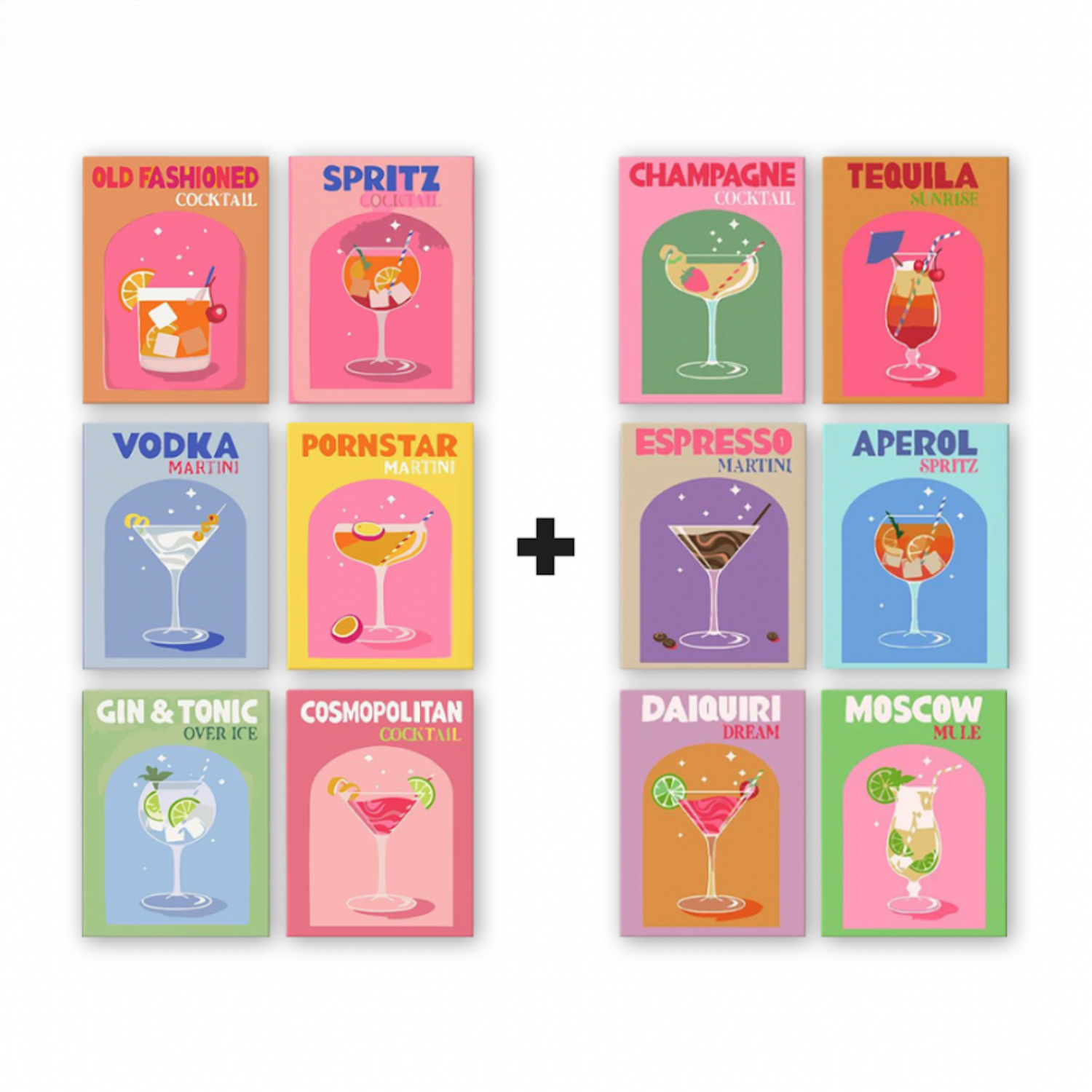 12 Mini Paintings | Colorful Cocktail Bundle-Paint by numbers