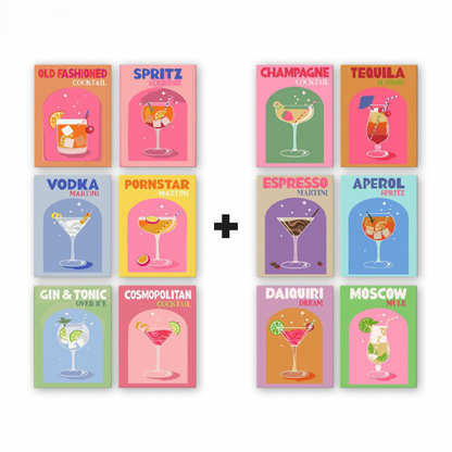 12 Mini Paintings | Colorful Cocktail Bundle-Paint by numbers