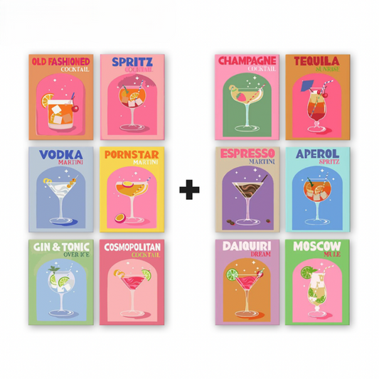 12 Mini Paintings | Colorful Cocktail Bundle-Paint by numbers