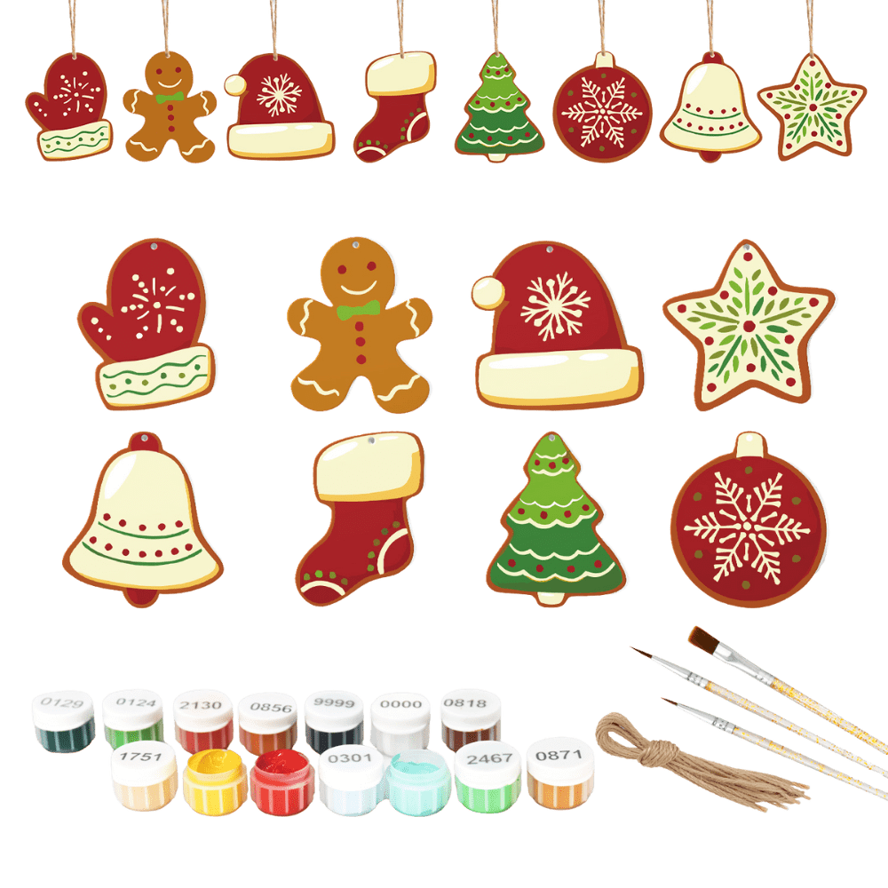 8 Christmas hangers - Winter set-Paint by numbers
