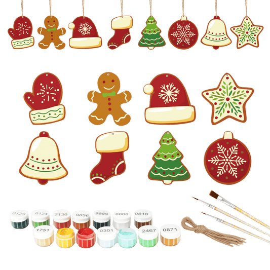 8 Christmas hangers - Winter set-Paint by numbers