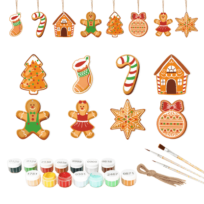 8 Christmas hangers - Gingerbread set-Paint by numbers
