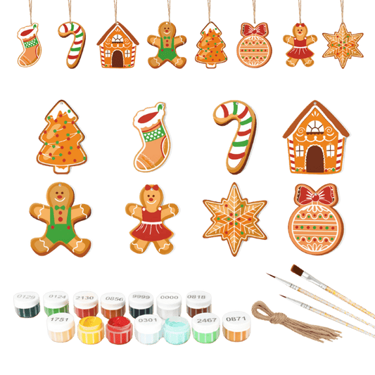 8 Christmas hangers - Gingerbread set-Paint by numbers