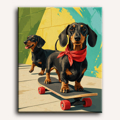 Skater Dachshund | Paint by Number