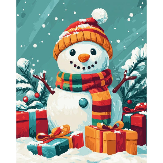 Paint by numbers - Snowman with Gifts