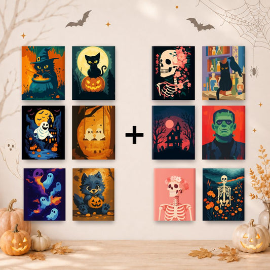 12 Mini Paintings | Spooky Halloween Bundle