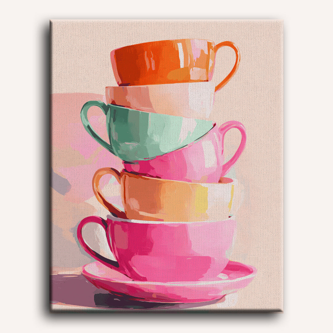 Stacked Teacups | Paint by Number