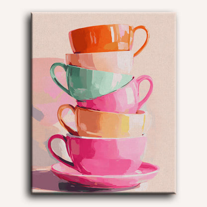 Stacked Teacups | Paint by Number