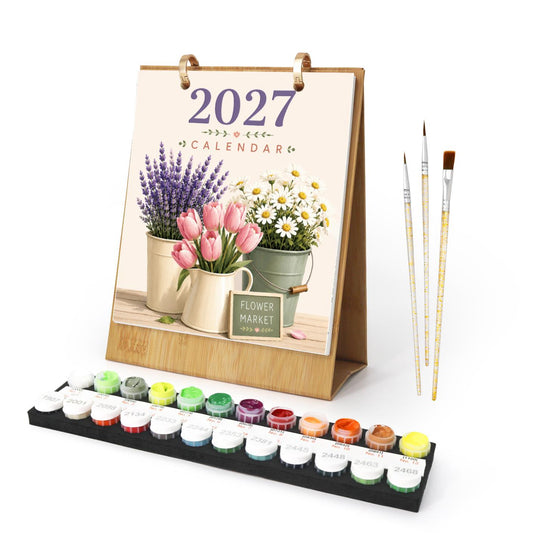 2027 Paint by Numbers Desk Calendar | Flower Market Edition- Paint by Numbers