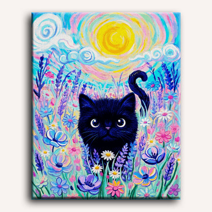 Van Cat Flower Meadow - By Tiny Tami | Paint by Number