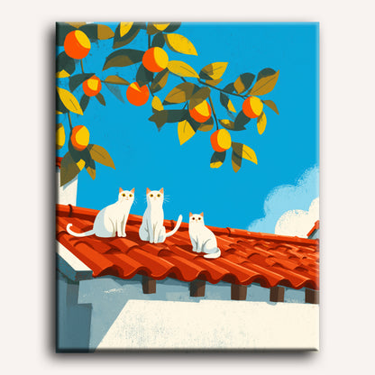 Trio on the roof | Paint by Number