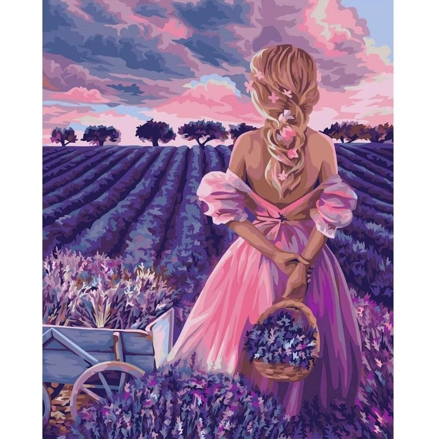 Woman in Flower Meadow | Paint by Numbers-Paint by numbers