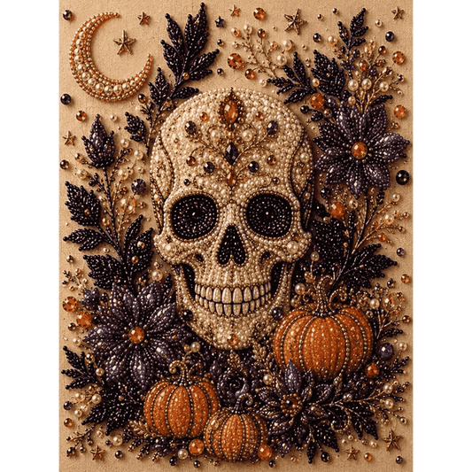 Blooming Skull - Premium Pearl Diamond Art