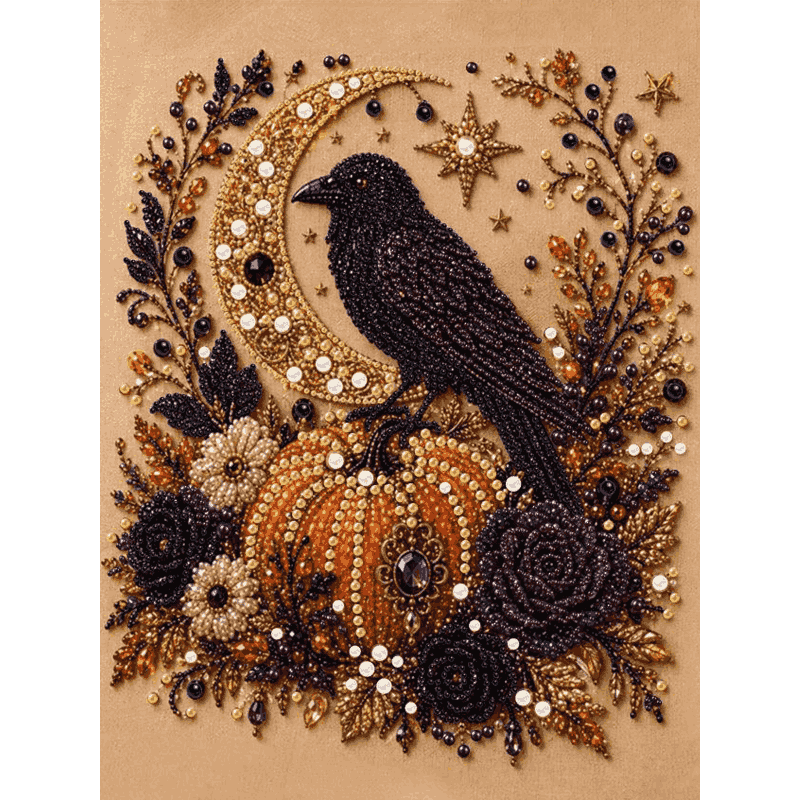 Midnight Raven - Premium Pearl Diamond Art