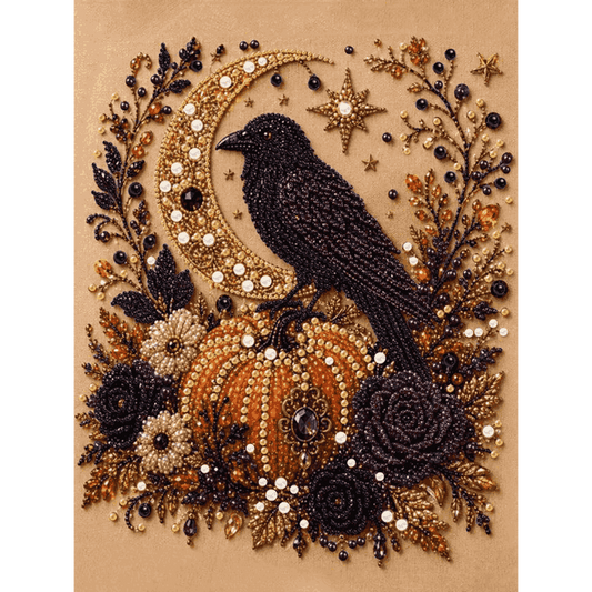 Midnight Raven - Premium Pearl Diamond Art