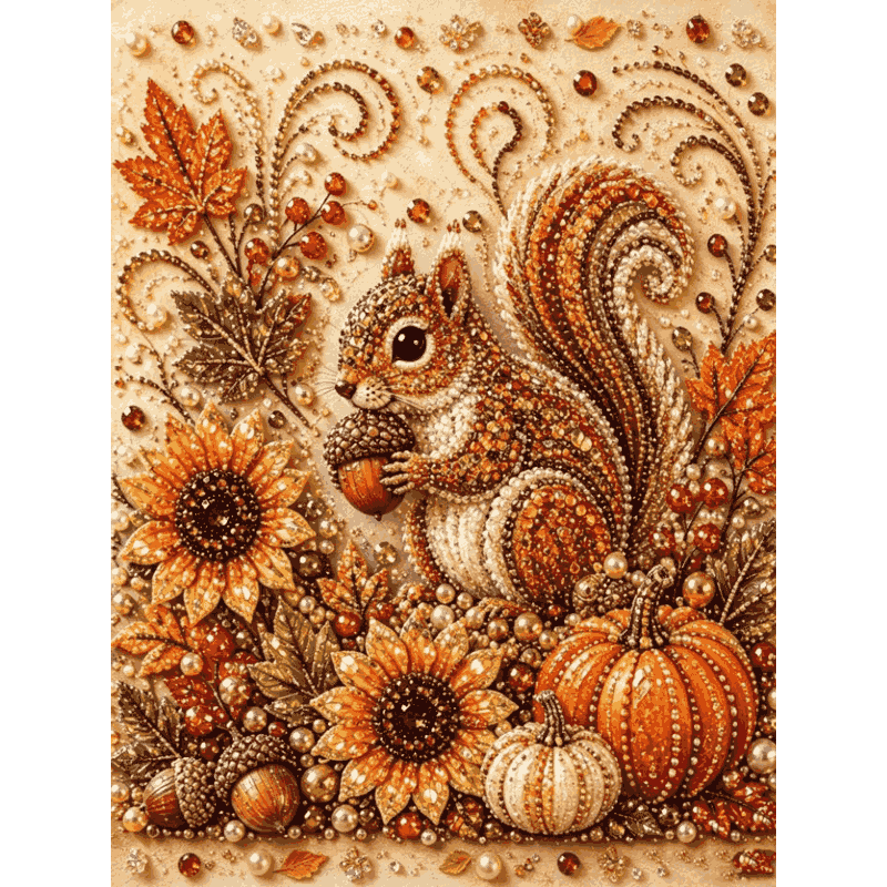 Acorn Season - Premium Pearl Diamond Art