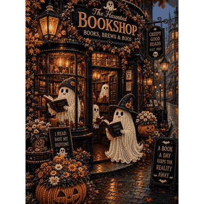 Halloween Bookshop - Premium Pearl Diamond Art