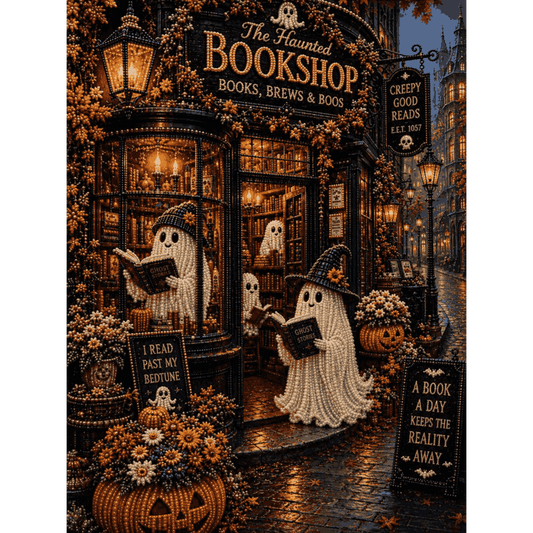 Halloween Bookshop - Premium Pearl Diamond Art