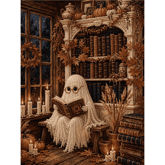 Reading Ghost - Premium Pearl Diamond Art