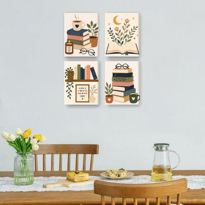4 Mini Paintings - Book Lover Set