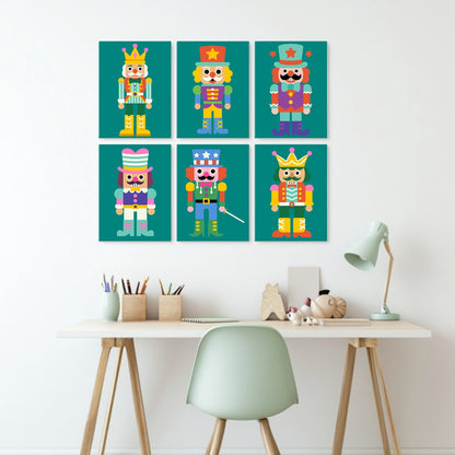 6 Wooden Board Mini Paintings – Nutcracker Parade Set
