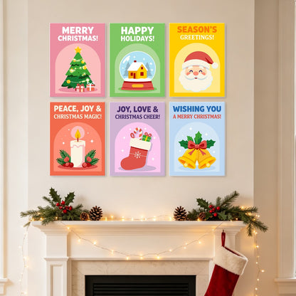 6 Wooden Board Mini Paintings – Holiday Wishes