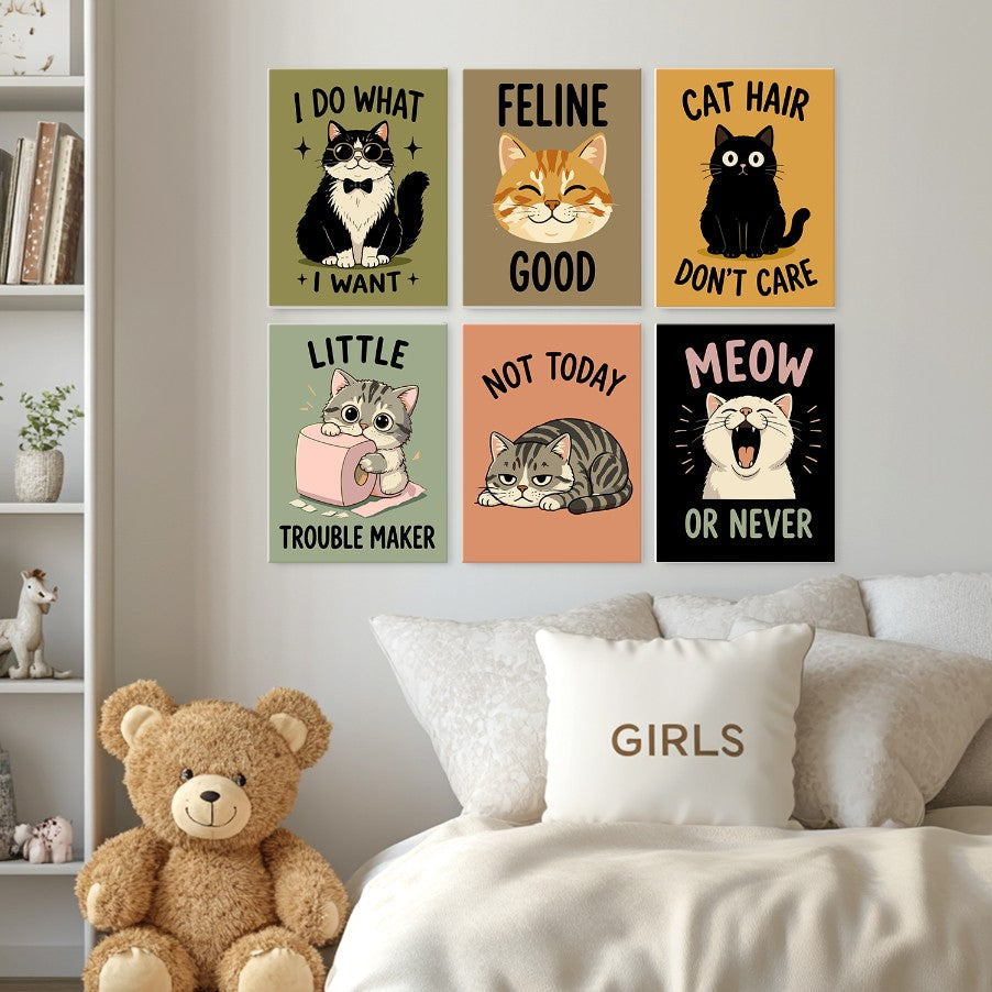 6 Wooden Board Mini Paintings – Cattitude Quotes