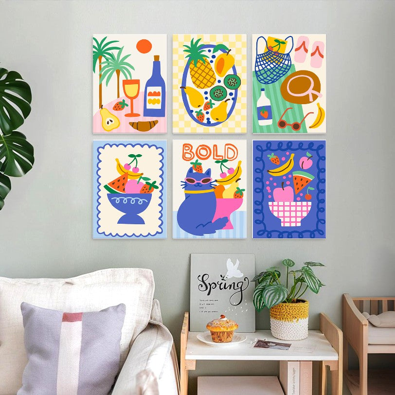 6 Wooden Board Mini Paintings – Bold Tropical Vacay