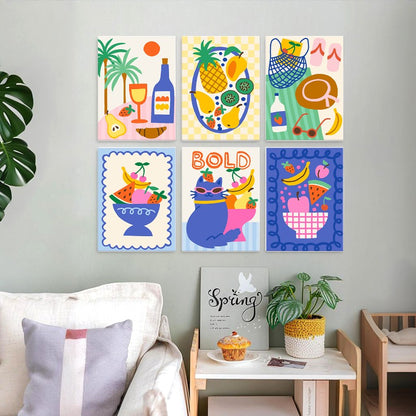 6 Wooden Board Mini Paintings – Bold Tropical Vacay