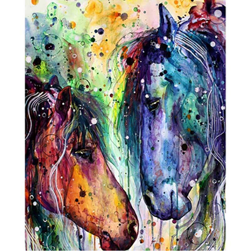 Paint by numbers - Two Colorful Horses | Paint by Numbers