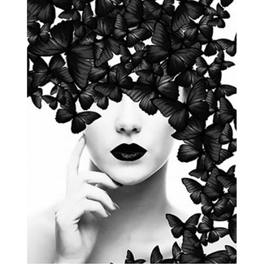 Paint by numbers - Woman with Black Butterflies | Paint by Numbers