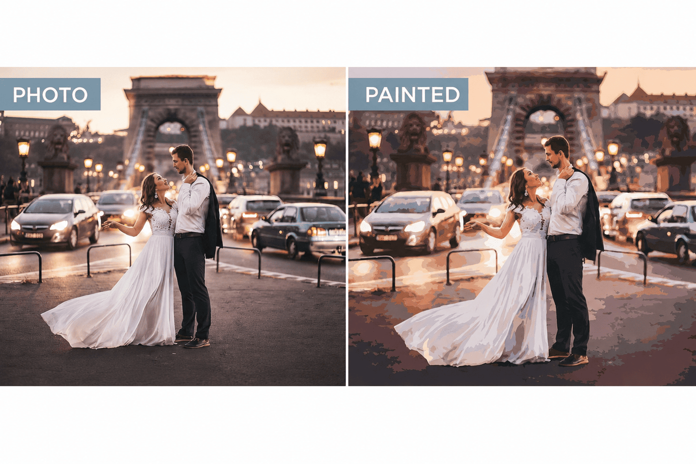 The photo and the painted version