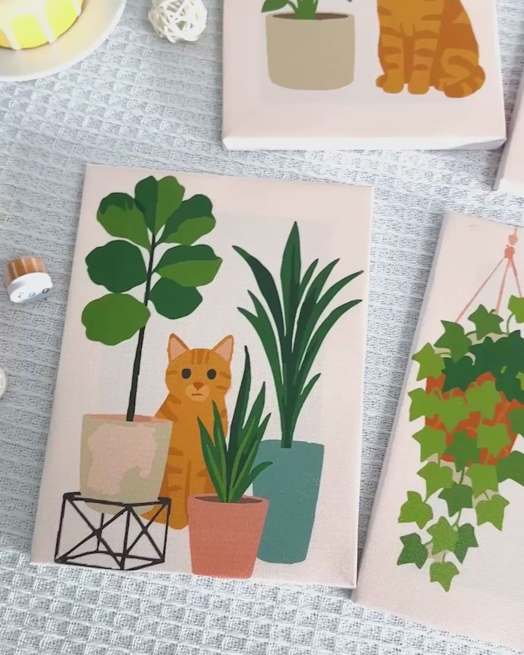 6 Mini Paintings - The Orange Cat Set