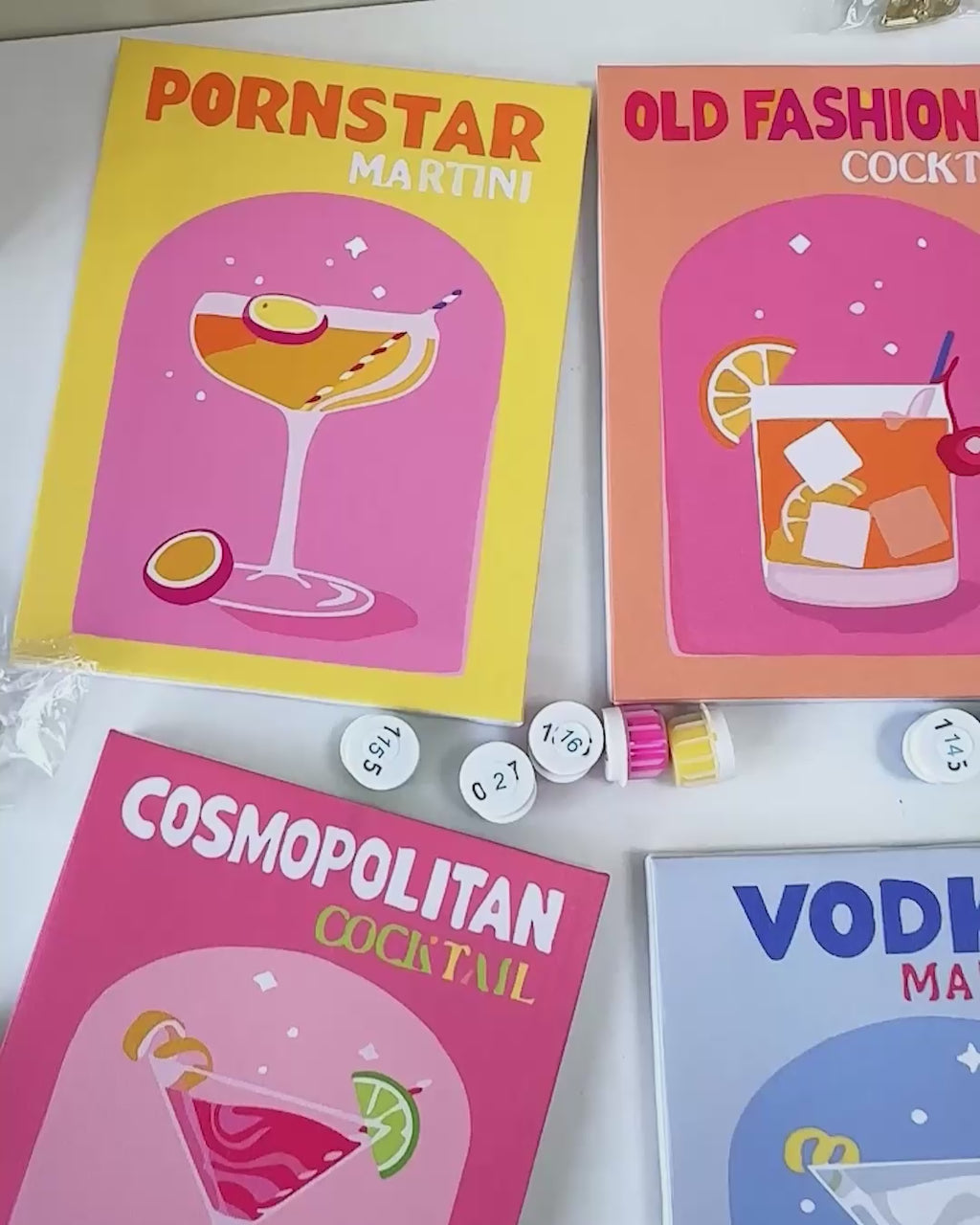 6 Mini Paintings - Colorful Cocktail Set
