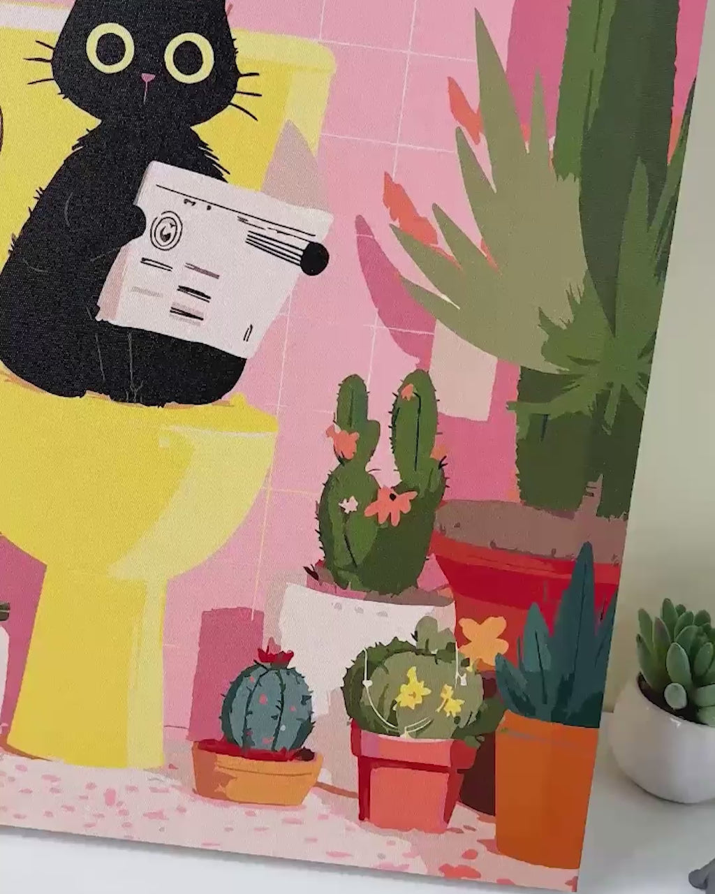 The black cat on the toilet | Paint by Number