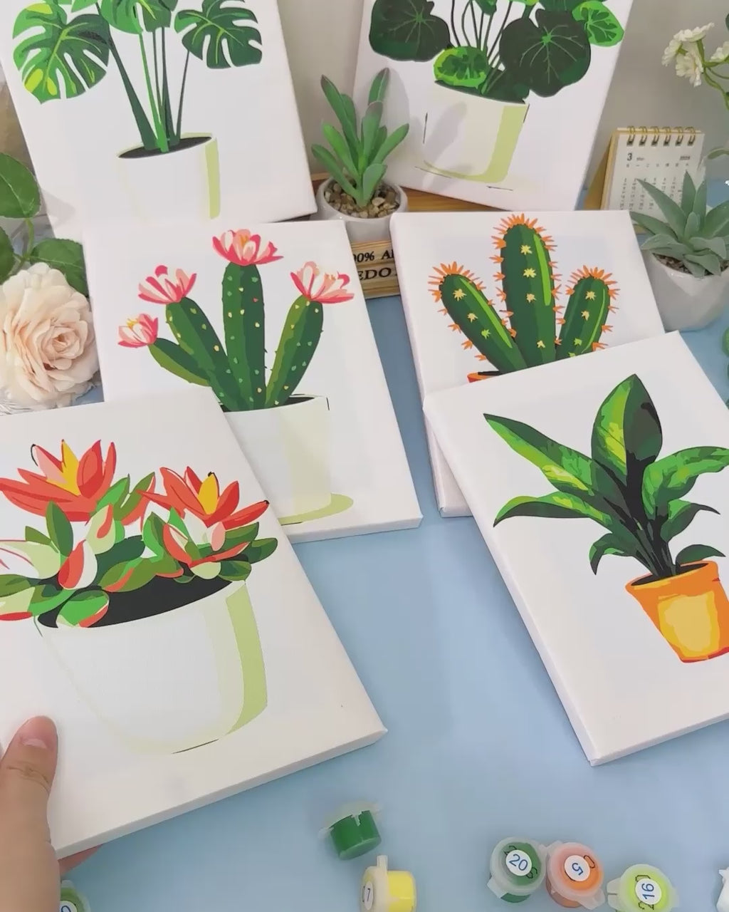 6 Mini Paintings - Gorgeous Plants Set