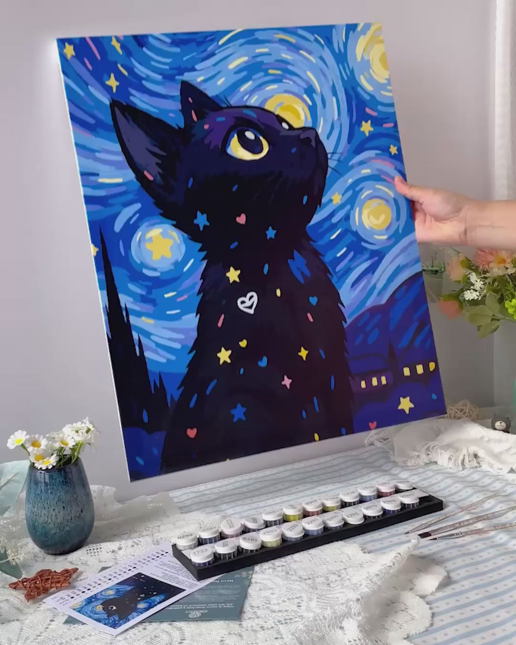 Cat at the Starry Night | Paint by Number