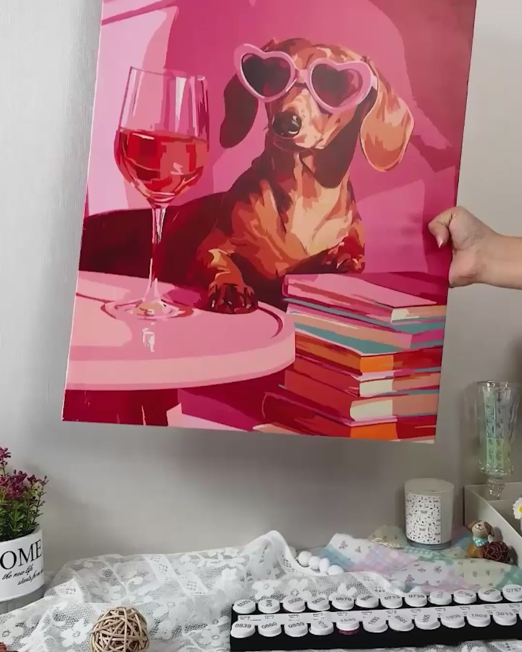 Dachshund in pink | Paint by Number
