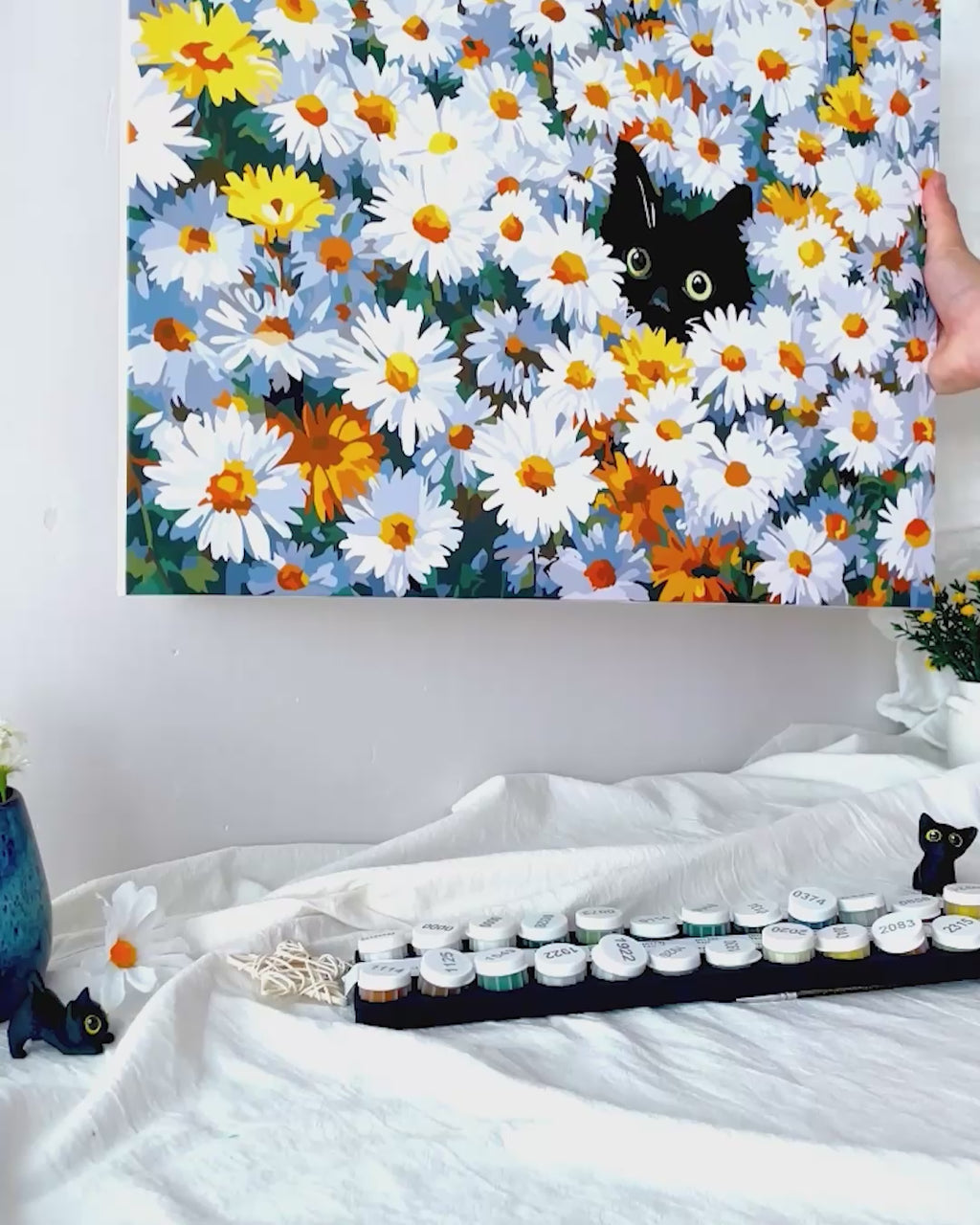 Cat in the daisy field | Paint by Number