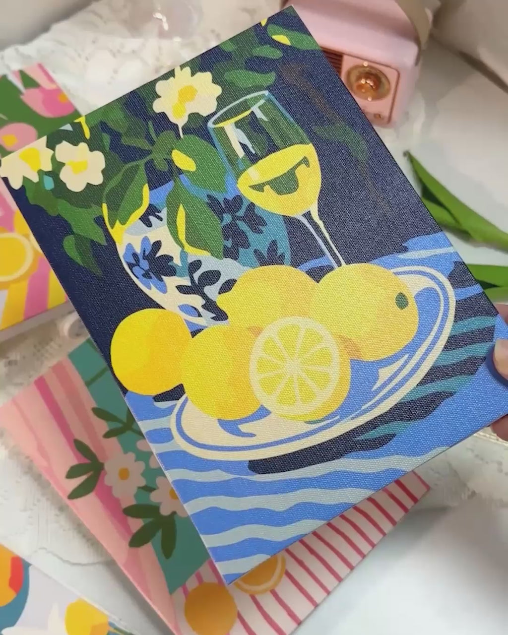 6 Mini Paintings - Flowers & Drinks Set