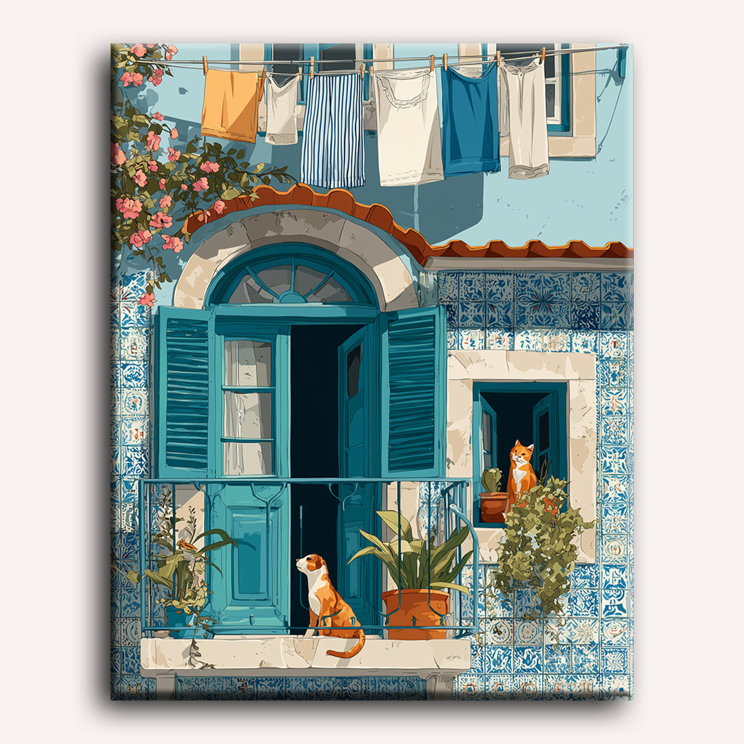 A Mediterranean balcony | Paint by Number – Diy Art Club