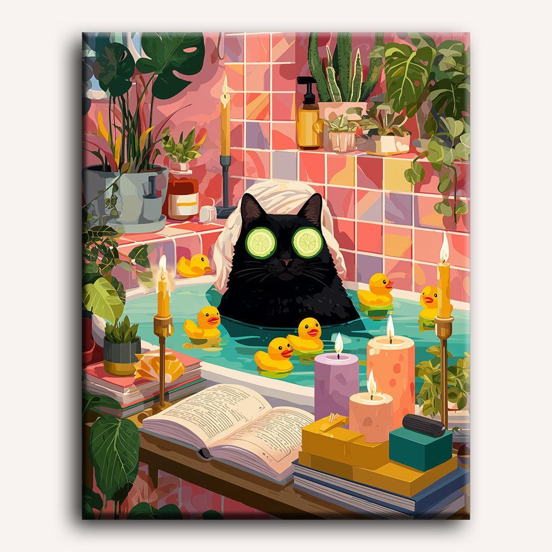 Relaxing Black Cat | Paint by Number